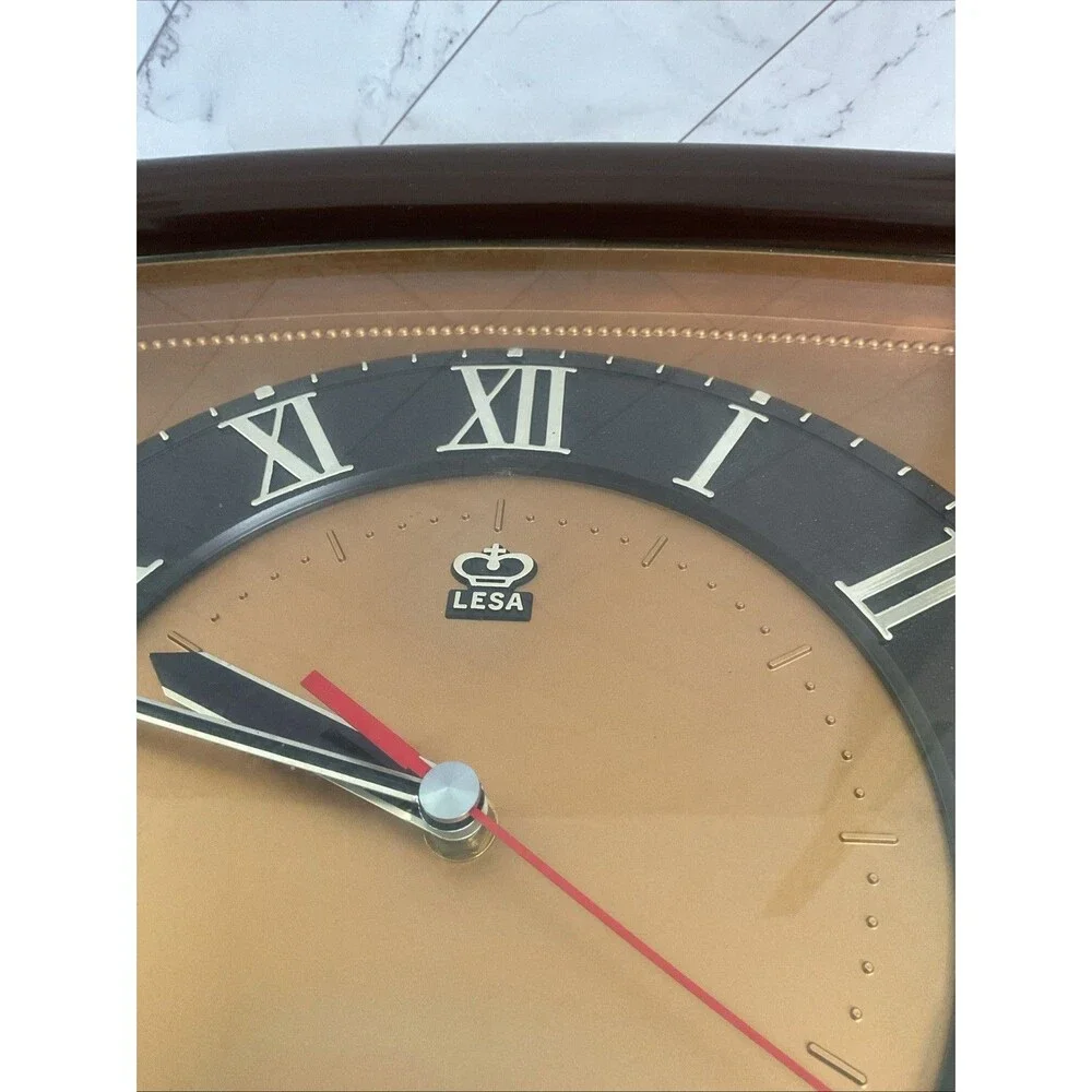 Rare Vintage Rhythm Quartz Square Wall Clock With Arabic Numbers 12.5” Taiwan